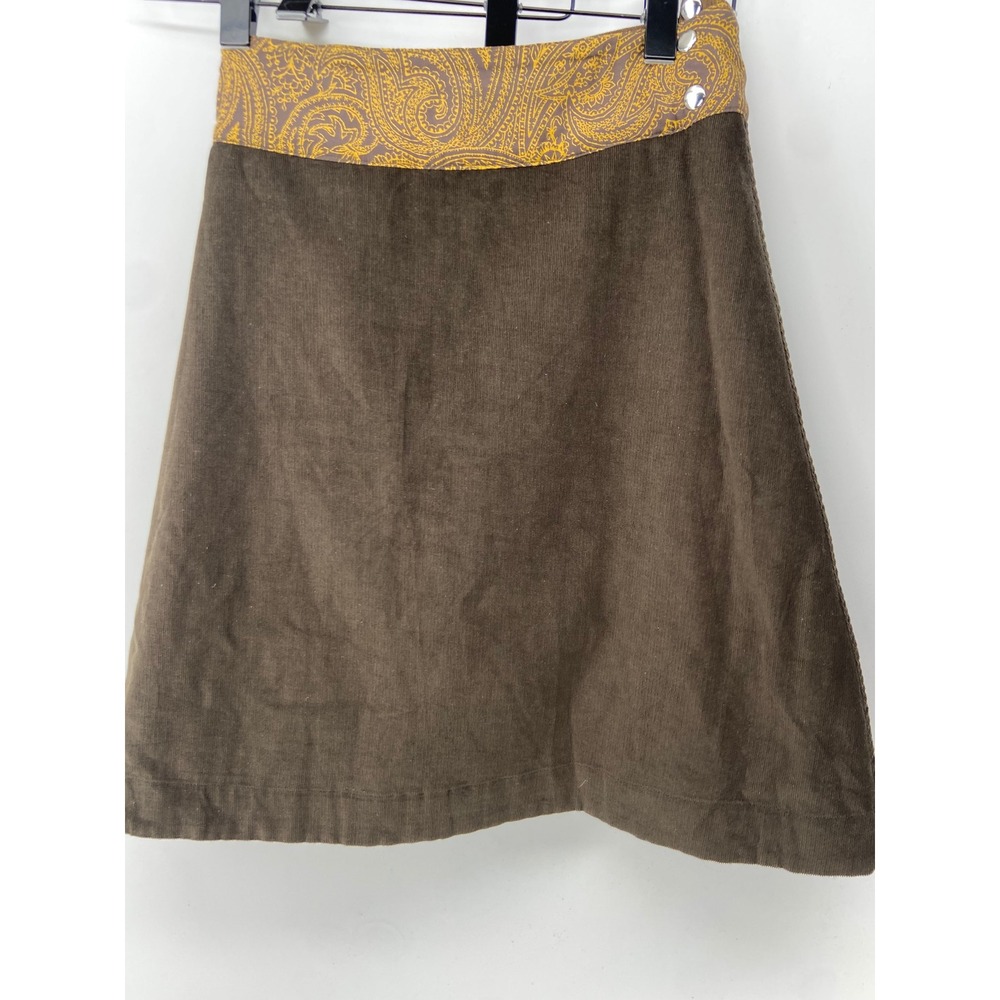 Moshiki Skirt Women One Size Bagel Middi‎ Corduroy Reversible Boho Wrap Green